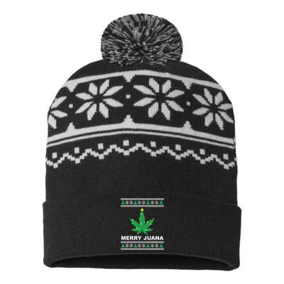 Merry Juana 420 Cannabis Weed Marijuana Ugly Christmas USA-Made Snowflake Beanie