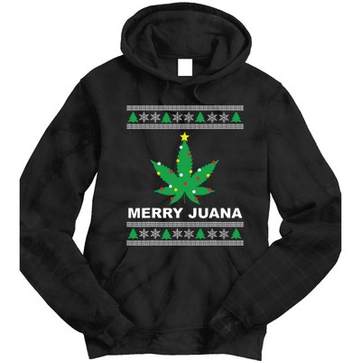 Merry Juana 420 Cannabis Weed Marijuana Ugly Christmas Tie Dye Hoodie