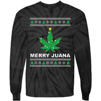 Merry Juana 420 Cannabis Weed Marijuana Ugly Christmas Tie-Dye Long Sleeve Shirt