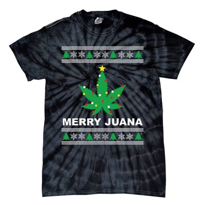 Merry Juana 420 Cannabis Weed Marijuana Ugly Christmas Tie-Dye T-Shirt