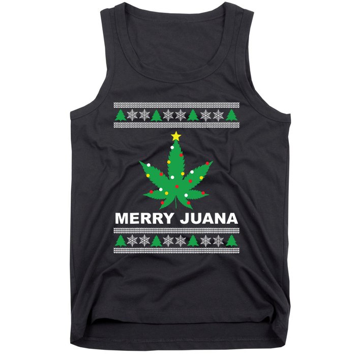 Merry Juana 420 Cannabis Weed Marijuana Ugly Christmas Tank Top