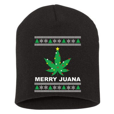 Merry Juana 420 Cannabis Weed Marijuana Ugly Christmas Short Acrylic Beanie