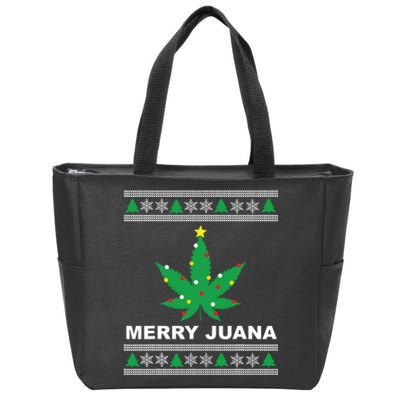 Merry Juana 420 Cannabis Weed Marijuana Ugly Christmas Zip Tote Bag