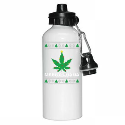 Merry Juana 420 Cannabis Weed Marijuana Ugly Christmas Aluminum Water Bottle 