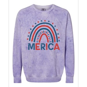 Merica July 4th American Flag Distressed Usa Rainbow Great Gift Colorblast Crewneck Sweatshirt