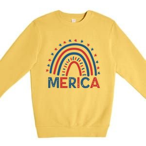 Merica July 4th American Flag Distressed Usa Rainbow Great Gift Premium Crewneck Sweatshirt