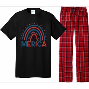 Merica July 4th American Flag Distressed Usa Rainbow Great Gift Pajama Set