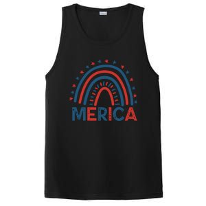 Merica July 4th American Flag Distressed Usa Rainbow Great Gift PosiCharge Competitor Tank