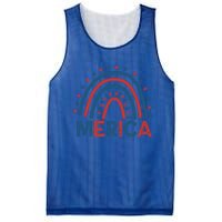 Merica July 4th American Flag Distressed Usa Rainbow Great Gift Mesh Reversible Basketball Jersey Tank