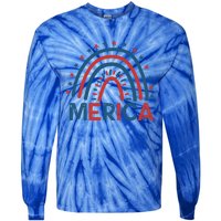 Merica July 4th American Flag Distressed Usa Rainbow Great Gift Tie-Dye Long Sleeve Shirt