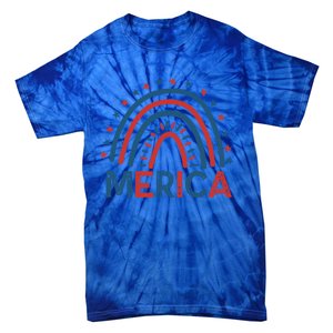 Merica July 4th American Flag Distressed Usa Rainbow Great Gift Tie-Dye T-Shirt