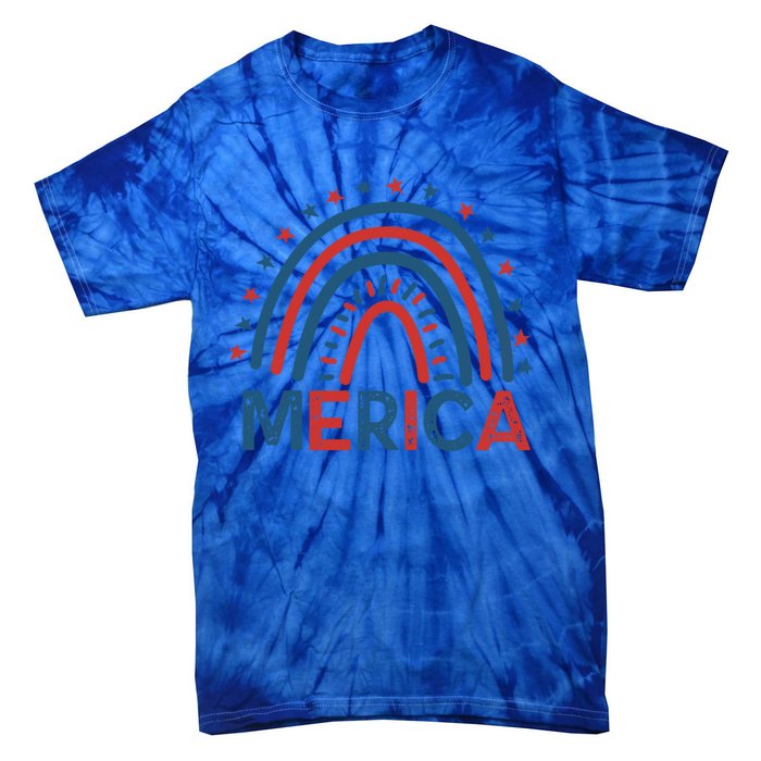 Merica July 4th American Flag Distressed Usa Rainbow Great Gift Tie-Dye T-Shirt