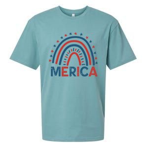 Merica July 4th American Flag Distressed Usa Rainbow Great Gift Sueded Cloud Jersey T-Shirt