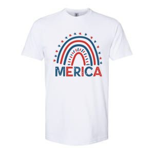 Merica July 4th American Flag Distressed Usa Rainbow Great Gift Softstyle CVC T-Shirt