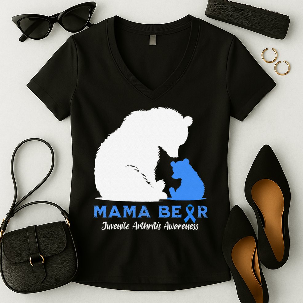 Mama-Bear Juvenile Arthritis Awareness Women's V-Neck T-Shirt