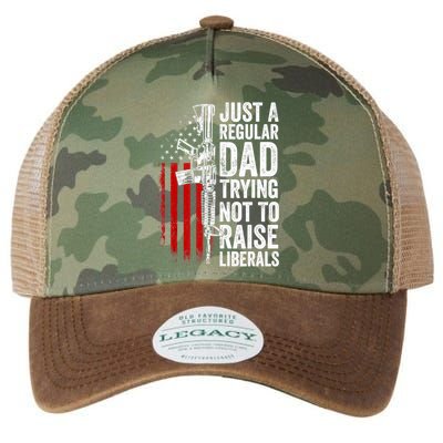 Mens Just A Regular Dad Trying Not To Raise Liberals Legacy Tie Dye Trucker Hat