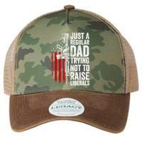 Mens Just A Regular Dad Trying Not To Raise Liberals Legacy Tie Dye Trucker Hat