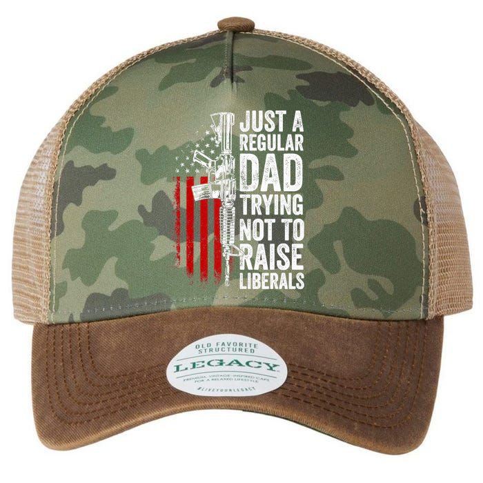 Mens Just A Regular Dad Trying Not To Raise Liberals Legacy Tie Dye Trucker Hat