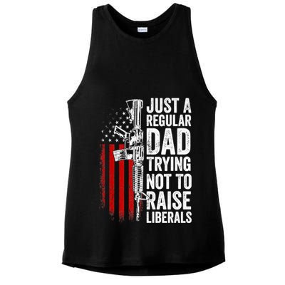 Mens Just A Regular Dad Trying Not To Raise Liberals Ladies PosiCharge Tri-Blend Wicking Tank