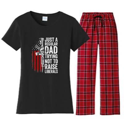 Mens Just A Regular Dad Trying Not To Raise Liberals Women's Flannel Pajama Set