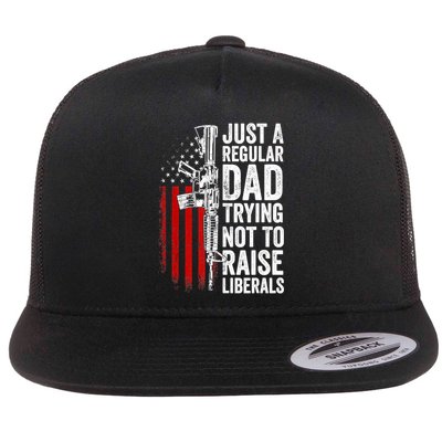 Mens Just A Regular Dad Trying Not To Raise Liberals Flatbill Hat