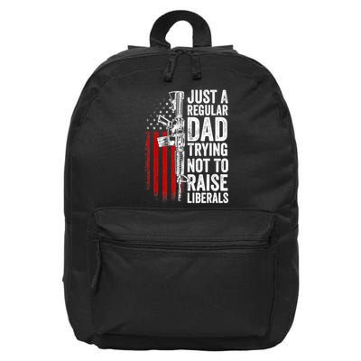 Mens Just A Regular Dad Trying Not To Raise Liberals 16 in Basic Backpack