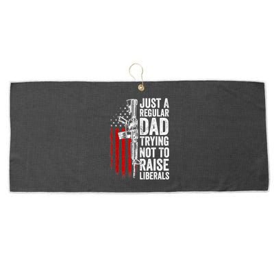 Mens Just A Regular Dad Trying Not To Raise Liberals Large Microfiber Waffle Golf Towel