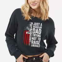 Mens Just A Regular Dad Trying Not To Raise Liberals Cropped Pullover Crew