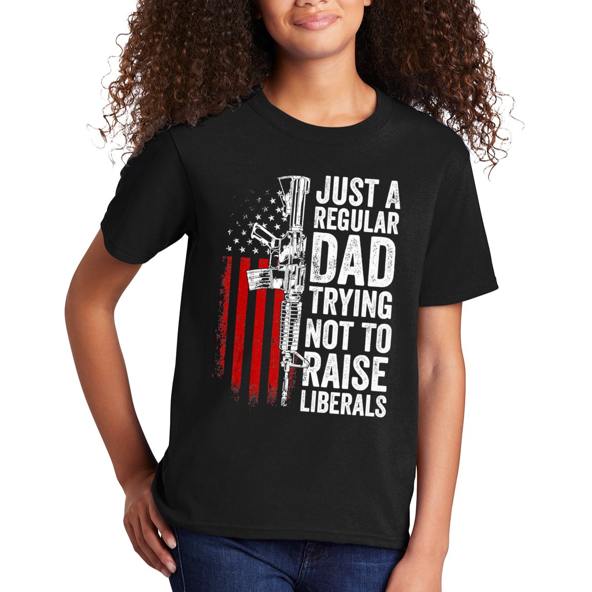 Mens Just A Regular Dad Trying Not To Raise Liberals Kids T-Shirt