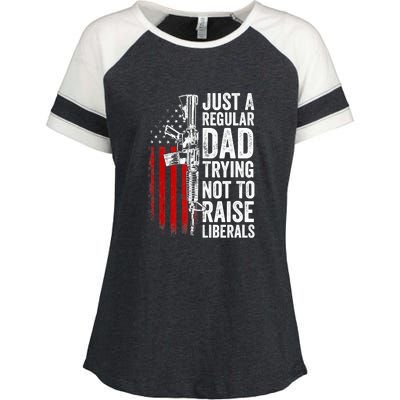 Mens Just A Regular Dad Trying Not To Raise Liberals Enza Ladies Jersey Colorblock Tee