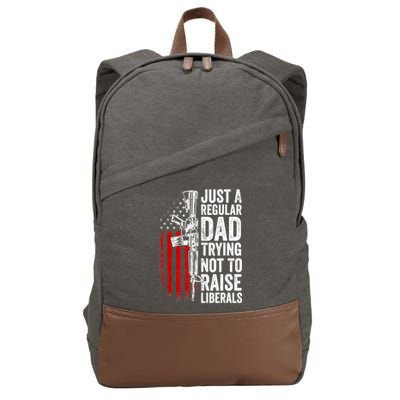 Mens Just A Regular Dad Trying Not To Raise Liberals Cotton Canvas Backpack