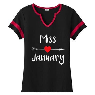 Miss January Birthday Month Celebration Ladies Halftime Notch Neck Tee