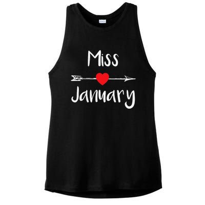 Miss January Birthday Month Celebration Ladies PosiCharge Tri-Blend Wicking Tank