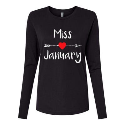 Miss January Birthday Month Celebration Womens Cotton Relaxed Long Sleeve T-Shirt