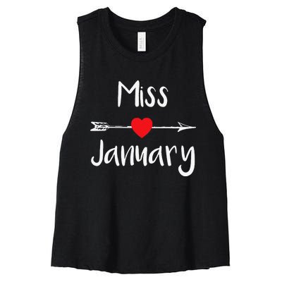 Miss January Birthday Month Celebration Women's Racerback Cropped Tank