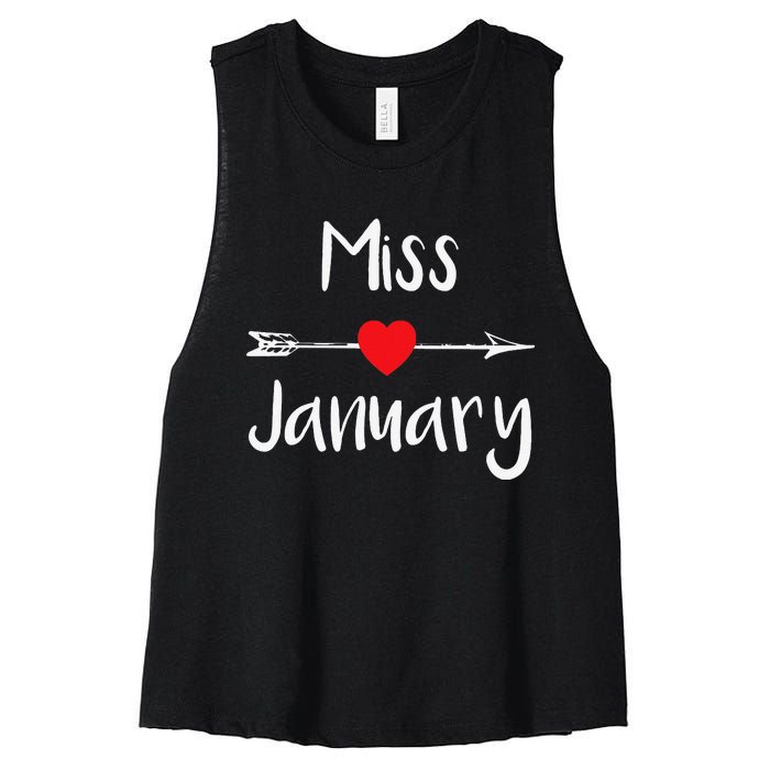 Miss January Birthday Month Celebration Women's Racerback Cropped Tank