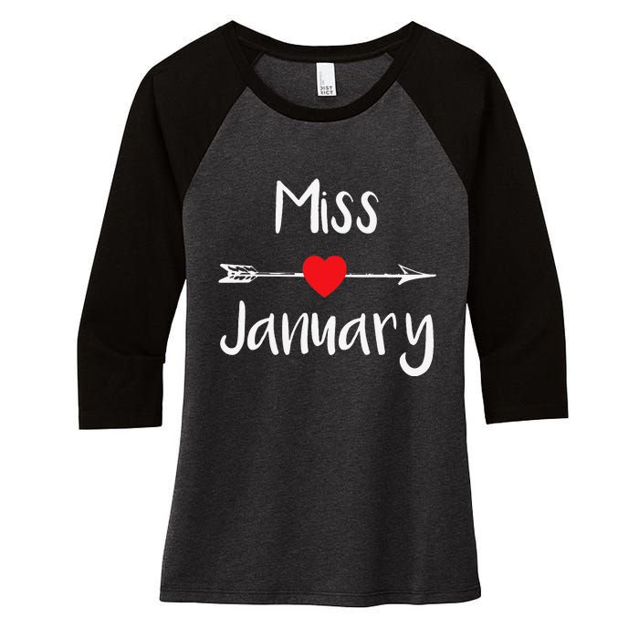 Miss January Birthday Month Celebration Women's Tri-Blend 3/4-Sleeve Raglan Shirt