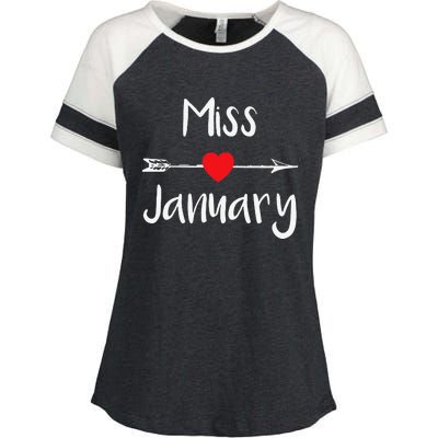 Miss January Birthday Month Celebration Enza Ladies Jersey Colorblock Tee