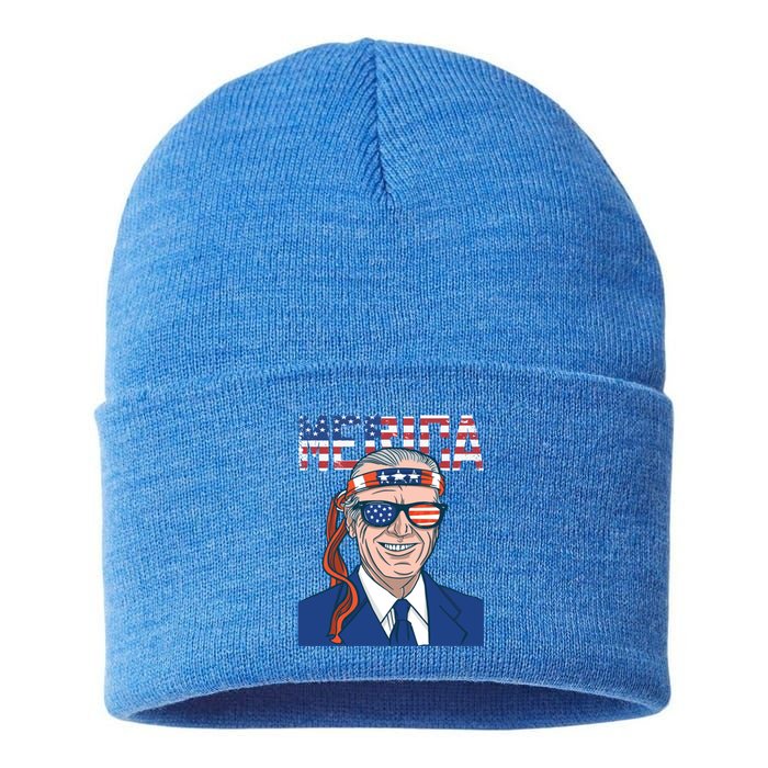 Merica Joe Biden 4th Of July Patriotic American Bandana Meaningful Gift Sustainable Knit Beanie