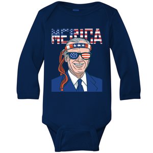 Merica Joe Biden 4th Of July Patriotic American Bandana Meaningful Gift Baby Long Sleeve Bodysuit