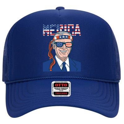 Merica Joe Biden 4th Of July Patriotic American Bandana Meaningful Gift High Crown Mesh Back Trucker Hat