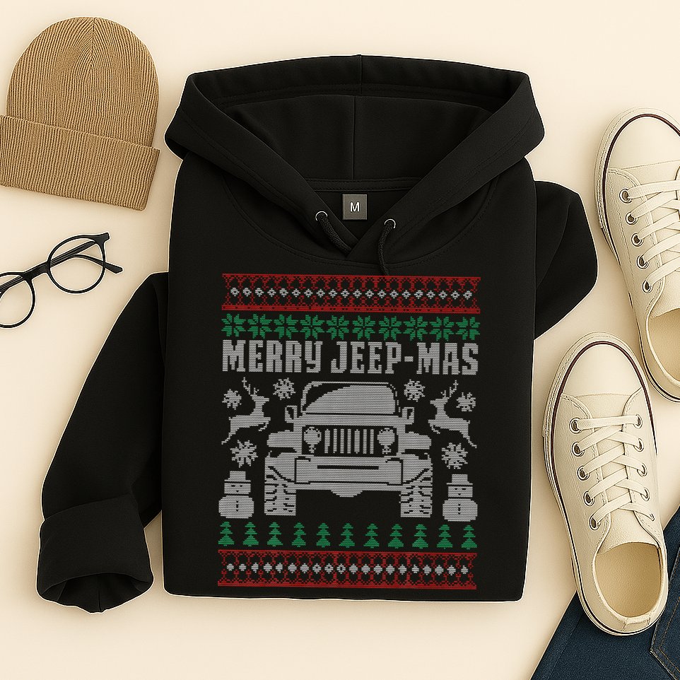 merry jeepmas buffalo plaid christmas xmas Hoodie