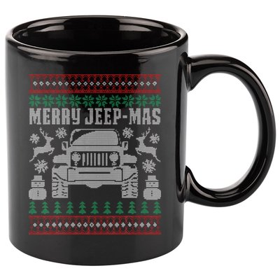 merry jeepmas buffalo plaid christmas xmas 11oz C Handle Ceramic Mug