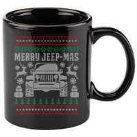 merry jeepmas buffalo plaid christmas xmas 11oz C Handle Ceramic Mug