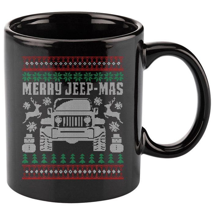 merry jeepmas buffalo plaid christmas xmas 11oz C Handle Ceramic Mug