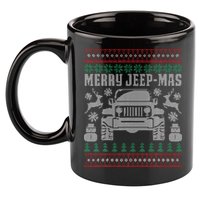 merry jeepmas buffalo plaid christmas xmas 11oz C Handle Ceramic Mug