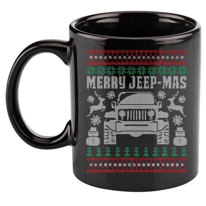 merry jeepmas buffalo plaid christmas xmas 11oz C Handle Ceramic Mug