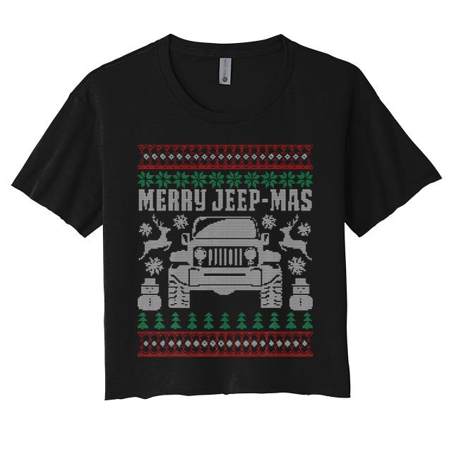 merry jeepmas buffalo plaid christmas xmas Crop Top