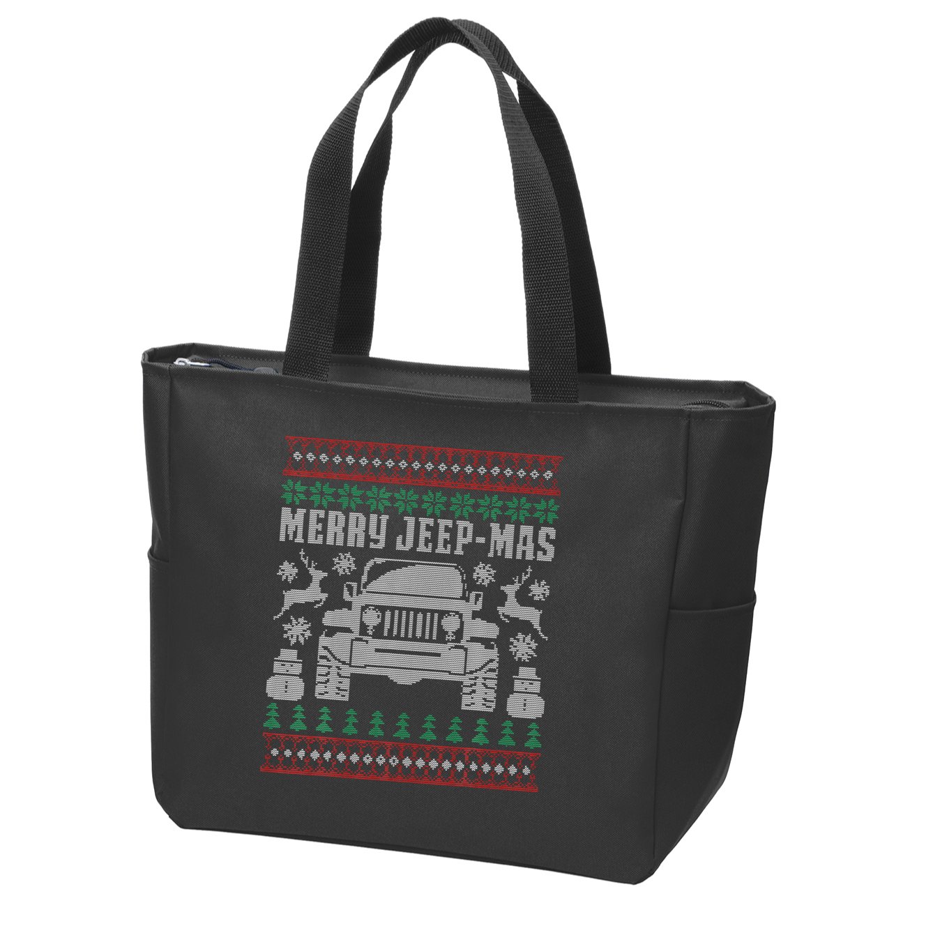merry jeepmas buffalo plaid christmas xmas Zip Tote Bag
