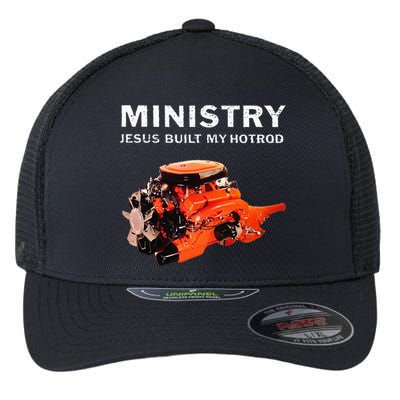 Ministry Jesus Built My Hotrod Flexfit Unipanel Trucker Cap